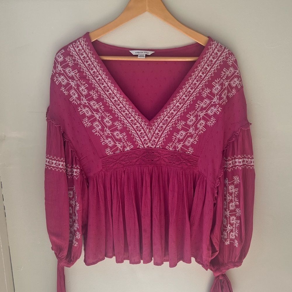 🚫SOLD🚫American Eagle Pink Long Sleeve Top Blouse